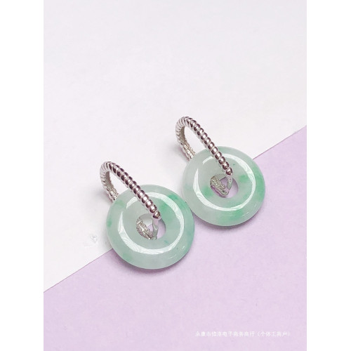 925純銀耳環空托女竹節翡翠玉石耳墜 配件簡約平安釦耳釦空托