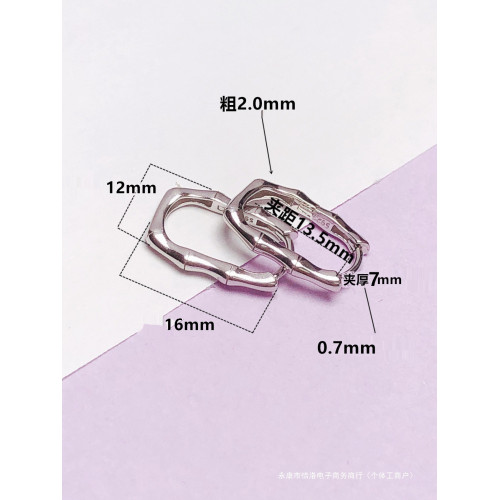 925純銀耳環空托女竹節翡翠玉石耳墜 配件簡約平安釦耳釦空托