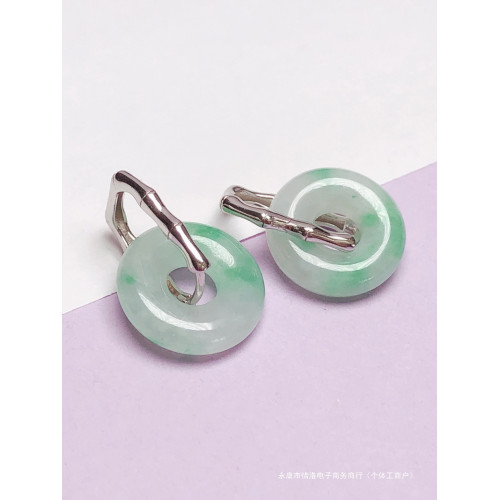 925純銀耳環空托女竹節翡翠玉石耳墜 配件簡約平安釦耳釦空托