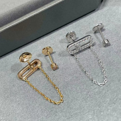 歐美風梅家不對稱AB款可滑動925耳釘女高級感耳飾抖音爆款