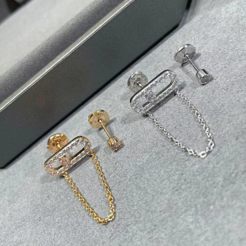 歐美風梅家不對稱AB款可滑動925耳釘女高級感耳飾抖音爆款