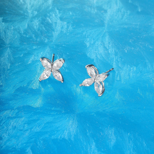 925銀四葉草馬眼耳釘 輕奢簡約個性耳釘耳飾