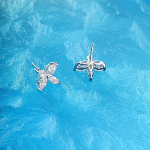 925銀四葉草馬眼耳釘 輕奢簡約個性耳釘耳飾