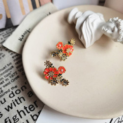 復古森系琺瑯彩釉耳環紫色花球925銀針歐美小雛菊耳環耳釘耳飾潮