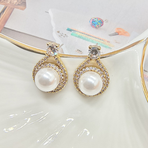 珍珠耳釘女小衆設計高級感耳環925銀針輕奢微鑲鋯石氣質耳飾 珍珠耳釘女小衆設計高級感耳環925銀針輕奢微鑲鋯石氣質耳飾