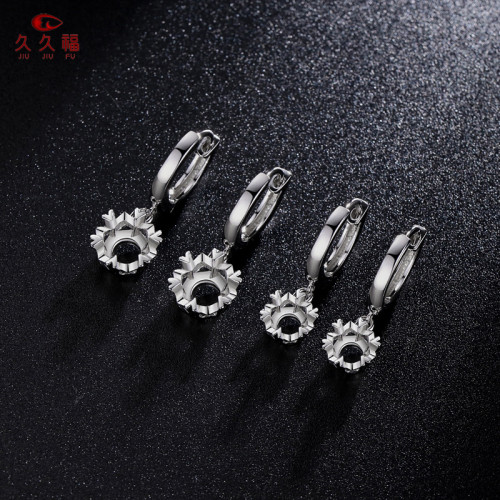 925純銀空托耳環女 新款韓版時尚50分莫桑石雪花耳釦式耳環 