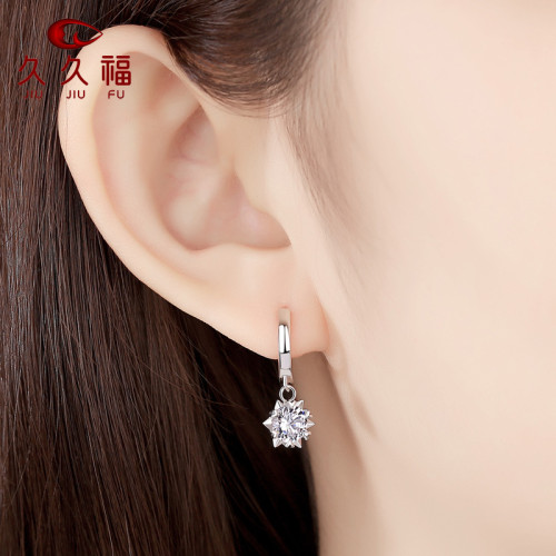 925純銀空托耳環女 新款韓版時尚50分莫桑石雪花耳釦式耳環 