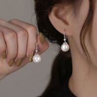 抖音925銀針白月光珠珠耳鉤女流蘇耳墜女士顯氣質百搭耳飾輕奢風