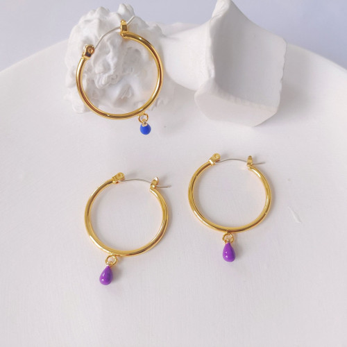 日韓小衆高級感白百何同款925銀針靈動彩色水滴時尚百搭耳環耳飾