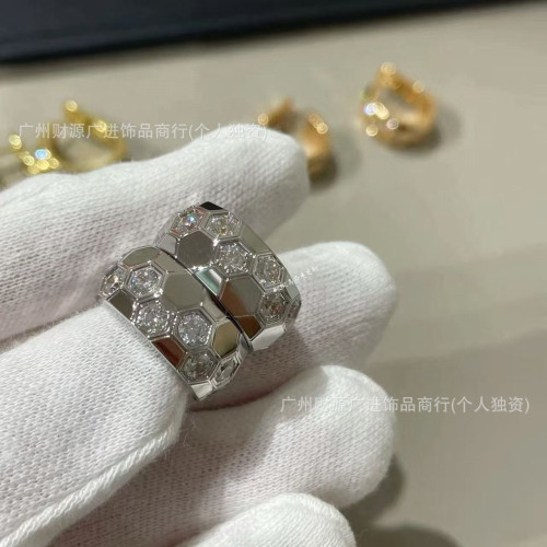 925純銀高版本尚美蜂巢間鑽耳環鍍18K金CNC蜂窩鑲鑽耳拍耳釘