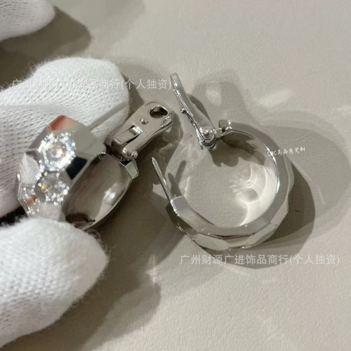 925純銀高版本尚美蜂巢間鑽耳環鍍18K金CNC蜂窩鑲鑽耳拍耳釘