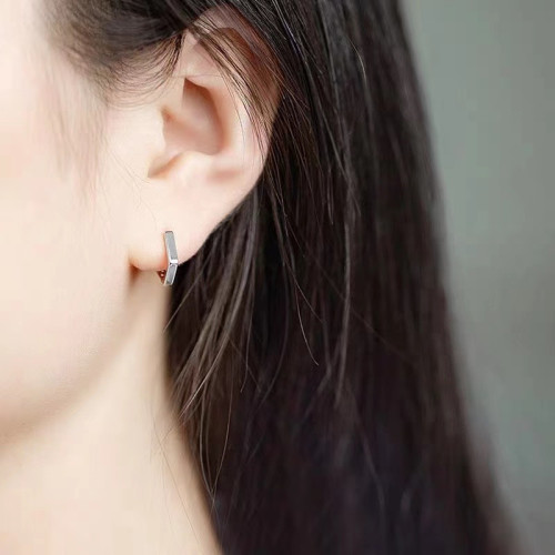 如業 925純銀耳釦女日系韓國簡約風格幾何五邊形短款耳飾耳圈個性
