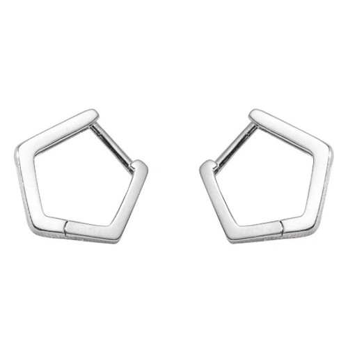 如業 925純銀耳釦女日系韓國簡約風格幾何五邊形短款耳飾耳圈個性