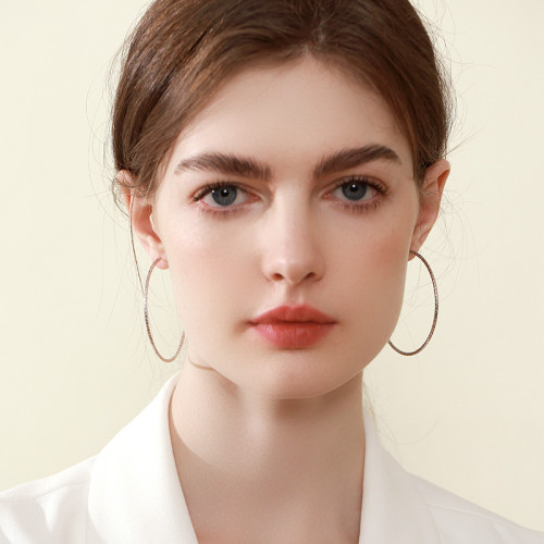 如業 925純銀滿天星耳環女圓圈耳圈女爆款圈圈圓環耳墜圓形耳飾大