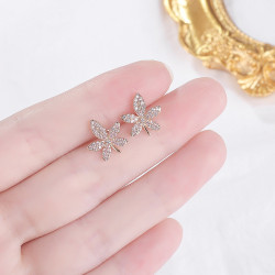 925銀針楓葉耳釘2026年新款潮女純銀韓國氣質耳環簡約冷淡風小巧