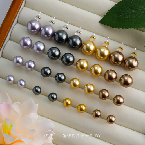 2025施家升級版925銀韓國強光水晶珍珠耳釘簡約時尚幾何耳飾