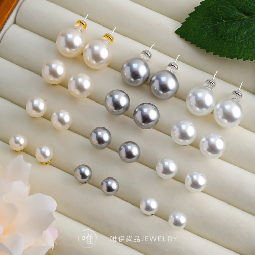 2025施家升級版925銀韓國強光水晶珍珠耳釘簡約時尚幾何耳飾