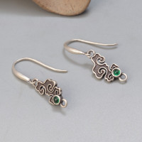 925純銀水墨黑祥雲耳鉤復古做舊DIY手工可掛流蘇吊墜耳飾飾品