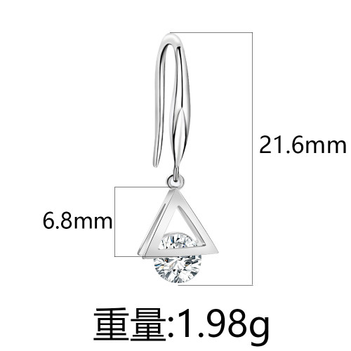 優雅時尚耳環立體三角鑲鑽925銀耳飾設計飾品女