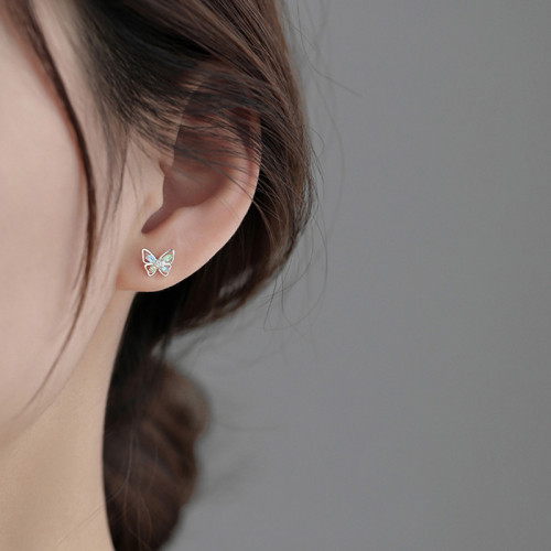 925純銀蝴蝶耳釘女2022年新款潮夏耳環輕奢小衆設計耳飾生日禮物