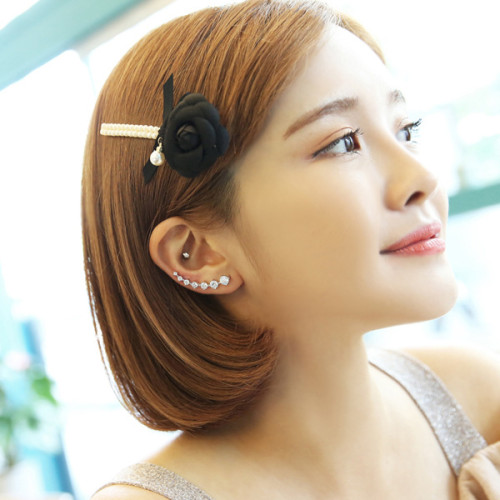 925純銀耳釘 女韓國時尚小清新滿鑽耳排連體耳環女耳飾品