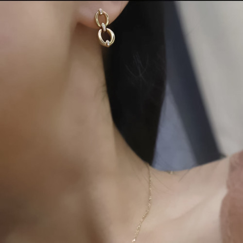 洛熙寺珠寶 2024新款925銀鍍金簡約耳環圓圈耳釦歐美風氣質派對款