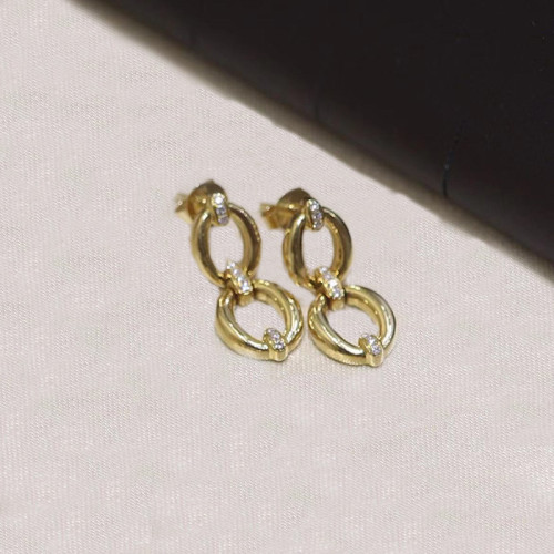 洛熙寺珠寶 2024新款925銀鍍金簡約耳環圓圈耳釦歐美風氣質派對款