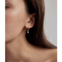 925銀鍍18k金 法式復古水滴/方塊/小鋯石精緻小耳圈女耳環百搭飾