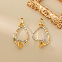 925銀針誇張不規則幾何個性獨特設計氣質雙色時尚簡約高級感耳飾