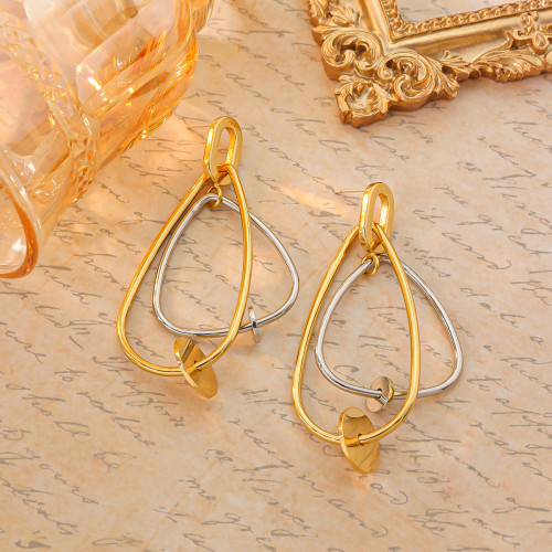 925銀針誇張不規則幾何個性獨特設計氣質雙色時尚簡約高級感耳飾