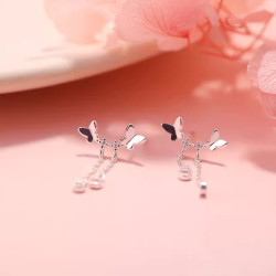 925純銀蝴蝶流蘇耳環設計感耳釘氣質簡約韓國網紅小衆耳飾