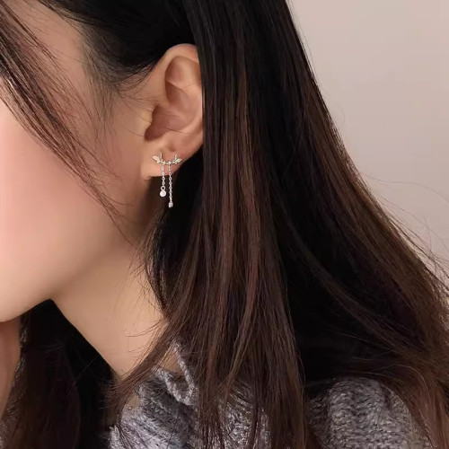 925純銀蝴蝶流蘇耳環設計感耳釘氣質簡約韓國網紅小衆耳飾