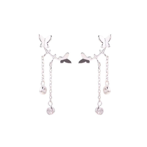 925純銀蝴蝶流蘇耳環設計感耳釘氣質簡約韓國網紅小衆耳飾