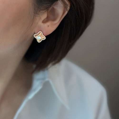 設計師原創新款通體925純銀耳釘女高級輕奢車花四葉草銀耳飾