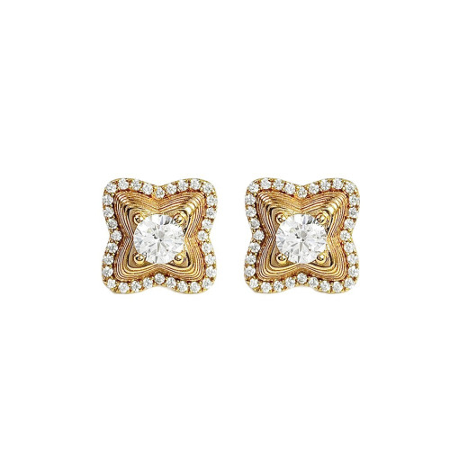 設計師原創新款通體925純銀耳釘女高級輕奢車花四葉草銀耳飾