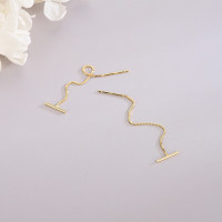 925純銀韓版簡約T型耳線小衆設計ins冷淡風T字形流蘇耳飾