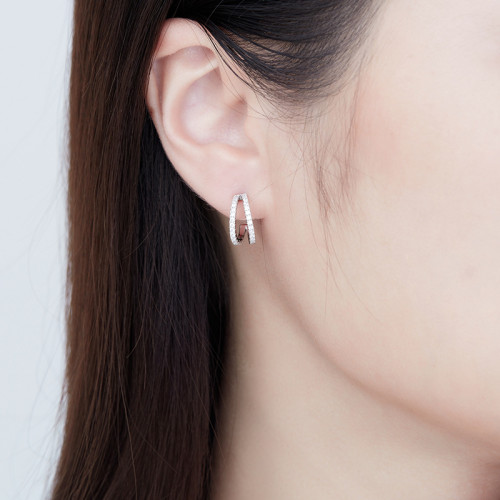 法式925銀雙C鑲鑽耳釘女高級感簡約小巧百搭氣質韓國耳飾量大 法式925銀雙C鑲鑽耳釘女高級感簡約小巧百搭氣質韓國耳飾量大