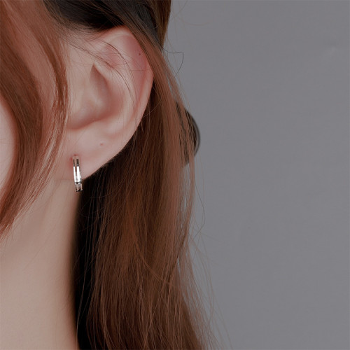 純銀925車花素銀耳釦簡約時尚潮流小衆百搭男女通用