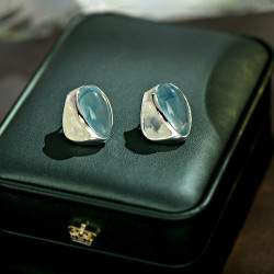 小衆設計感藍白漸變耳釘925銀針高級感輕奢氣質耳飾新款百搭耳環