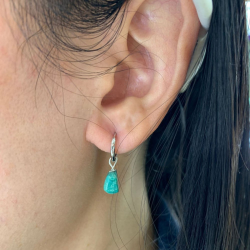 天然原礦湖北綠松石耳環925銀手工原創diy設計綠松石耳環耳圈 天然原礦湖北綠松石耳環925銀手工原創diy設計綠松石耳環耳圈