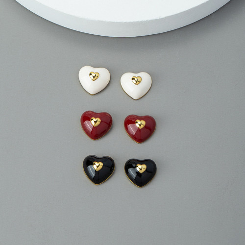 日韓精緻簡約琺瑯滴釉愛心黃銅鍍金 日常氣質925銀針耳釘耳環耳飾 日韓精緻簡約琺瑯滴釉愛心黃銅鍍金 日常氣質925銀針耳釘耳環耳飾