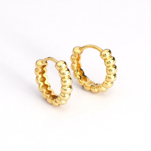 YHE0556 歐美氣質個性誇張圓環耳環輕奢小衆925銀珠子耳圈耳飾女