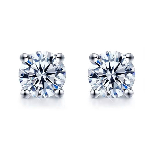 10分30分純銀925女款莫桑鑽d色四爪耳釘莫桑石耳飾品 10分30分純銀925女款莫桑鑽d色四爪耳釘莫桑石耳飾品