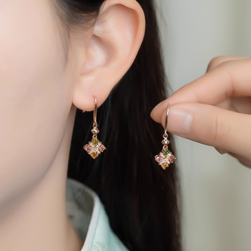 碧璽多巴胺耳釘女925純銀小衆設計感耳環小紅書爆款歐美耳飾