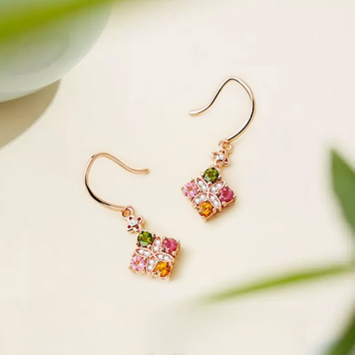 碧璽多巴胺耳釘女925純銀小衆設計感耳環小紅書爆款歐美耳飾