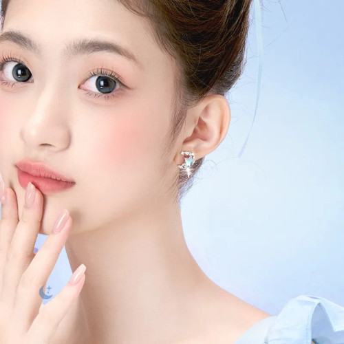 925純銀星月相伴夢幻星月流蘇耳釘女小衆輕奢不對稱設計月亮星星
