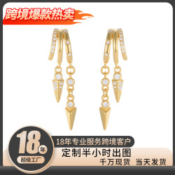 925純銀多層鑲鑽柳釘耳釘男女嘻哈個性流蘇耳飾歐美流行配飾