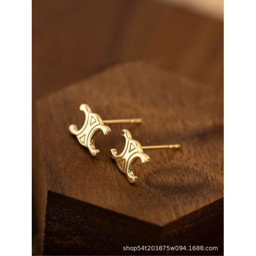 925純銀鍍14k金凱旋門簡約復古歐美個性時髦耳釘女耳飾 925純銀鍍14k金凱旋門簡約復古歐美個性時髦耳釘女耳飾