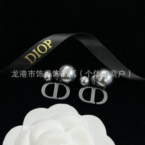 D家復古字母耳釘鑲鑽長款流蘇珍珠耳環女歐美時尚百搭個性925銀針