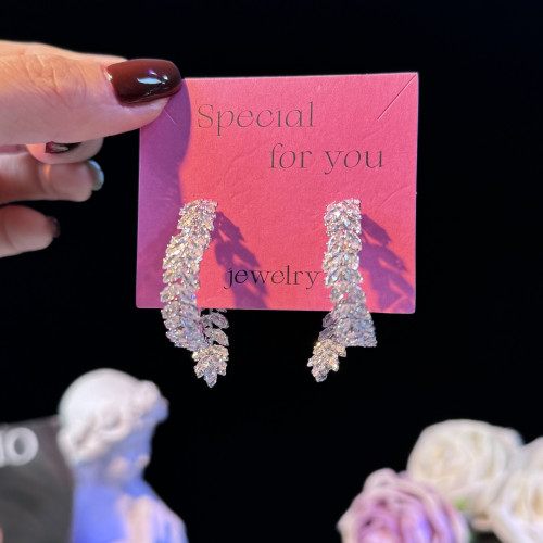 925銀針耳飾 予心重工鋯石麥穗愛心耳環個性時尚輕奢耳釘超閃耳